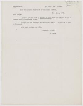 Letter to William C. Gorgas, December 31, 1913