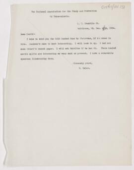 Letter to Joseph Hersey Pratt, December 4, 1904