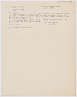 Letter to John George Adami, February 3, 1914