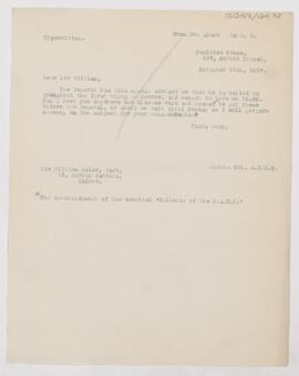 Letter to William Osler, November 15, 1917