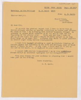 Letter to William Osler, September 15, 1919