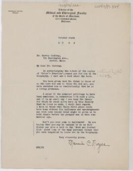 Letter to Harvey Cushing, October 6, 1926