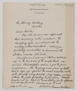 Letter to Harvey Cushing, July 25, 1925