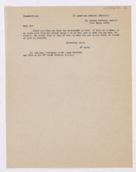 Letter to  American Embassy official, May 19, 1916