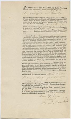 Voyageur contract for Pierre Lezotte of Maska