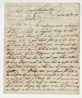 Letter from Brickwood, Pattle, & Co. to William Grant