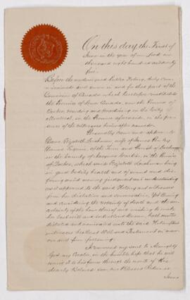 Last Will and Testament of Elizabeth Leishman