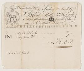 Invoice, 10 March 1772