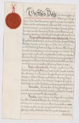 Last Will and Testament of Elizabeth Leishman