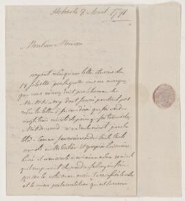 Letter from J.C. Drolet, 8 August 1791