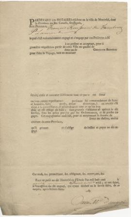 Voyageur contract for François Rousseau