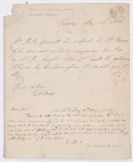 Correspondence, Charles Burney and Michael Kelly, 16-20 May 1806