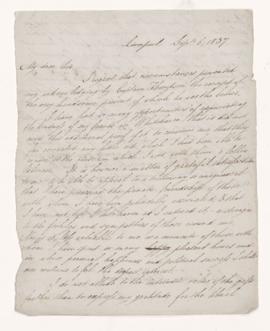 Autograph letter, 6 September 1837