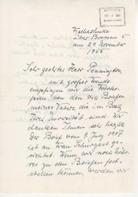 Letter to Richard Pennington