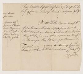 Permission to pass, 17 July 1769