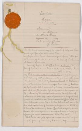 Official translation of agreement between A. F. Dawes and Lachine